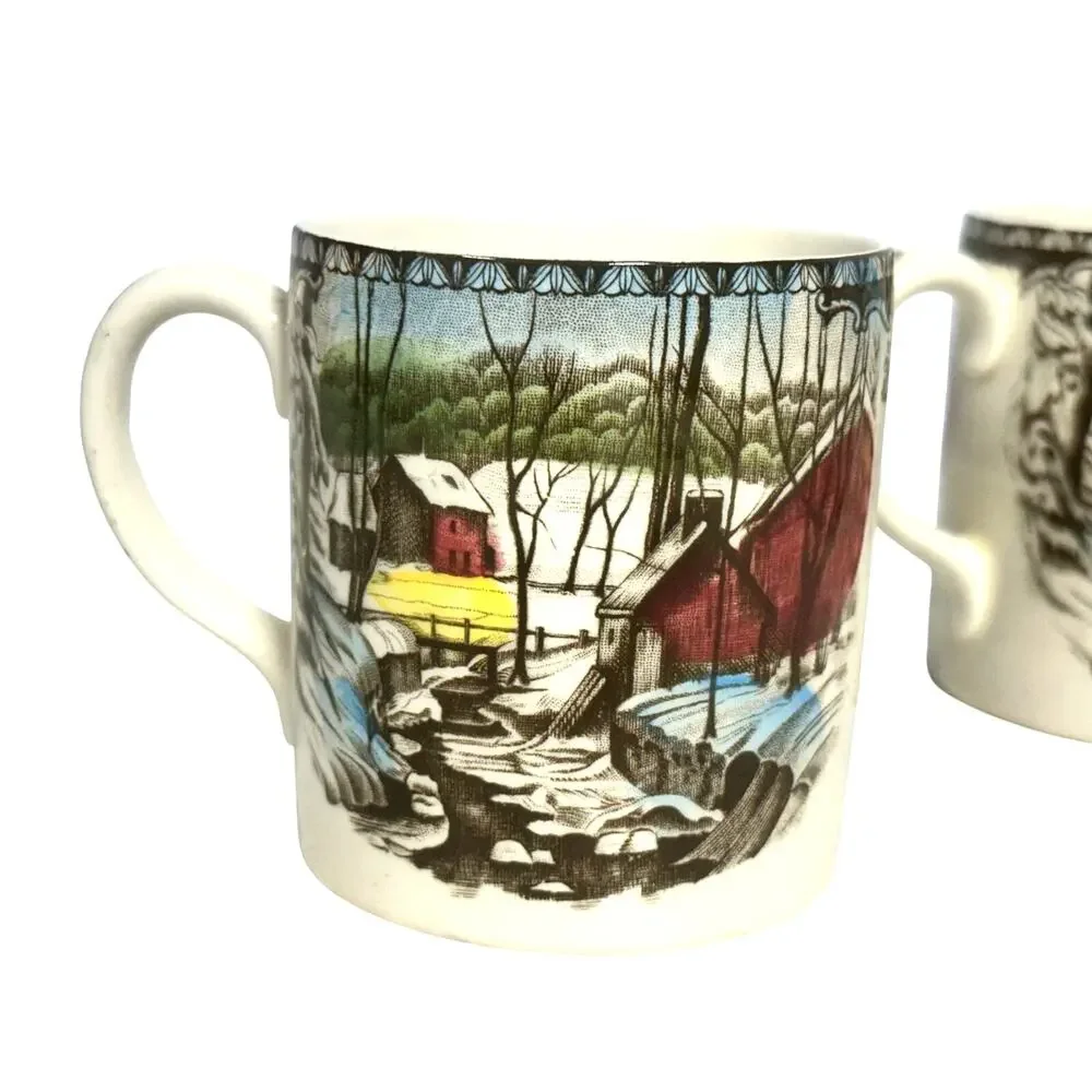 Johnson Bros Friendly Village England Vintage Ice House Demitasse Cups-Set of 4